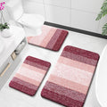 OLANLY Bathroom Rugs Sets 3 Piece, Soft Absorbent Microfiber Bath Mats and U-Shaped Contour Toilet Rug, Plush Shaggy Bath Mat Set for Bathroom (36"x24"+24"x16"+24"x20", Red)