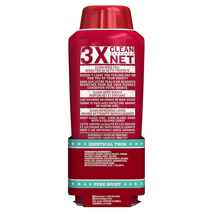 Body Wash for Men by Old Spice, High Endurance Body Wash Twin Pack, Pure Sport, 18.0 fl oz each