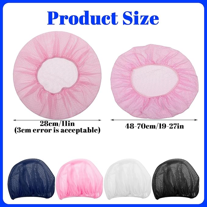 4pcs Mesh Hair Net for Sleeping, Net Plopping Cap for Drying Curly Hair, Curly Hair Drying Cap for Women Sleeping Dry Hairs, Kitchen Home Use (Black, Navy, Dark Blue, Gray)
