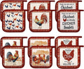 Bencailor 12 Pcs Pot Holders with Pocket Kitchen Hot Potholders Hot Pad Oven Mitts Cookie Bag Oven Gloves for Kitchen Gift Baking Cooking(Red,Red Rooster)