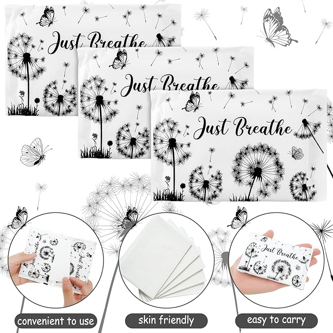 Geyee 50 Packs Tissue Travel Size Facial Paper Napkins Travel Packs Disposable Pocket Tissues for Wedding Guest Traveling School Purse Home Supplies, 500 Sheets 3 Ply(Dandelion)