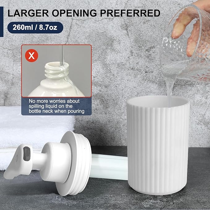 Automatic Soap Dispenser Foaming Touchless: 9oz White Plastic - Rechargeable Electric Smart Auto Foam Soap Dispenser - Hand Dish Bathroom Kitchen
