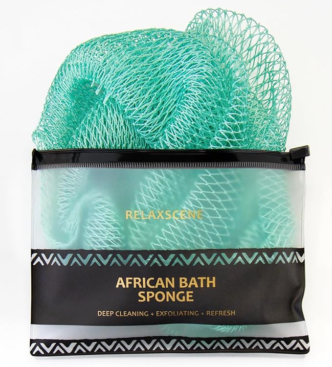 African Net Sponge Authentic - Exfoliating Back Scrub Bath Sponge with Knots - Afro Scrub Body Scrubber Exfoliator Washcloth - African Body Care Daily Use Shower Essentials