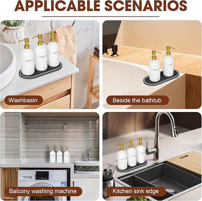 Glass Shampoo and Conditioner Dispenser-Shower Soap Dispenser for Bathroom -16.9 fl oz Set of 3 Refillable Glass Bottles with Pump and Labels-Shampoo Dispenser for Shower(White)