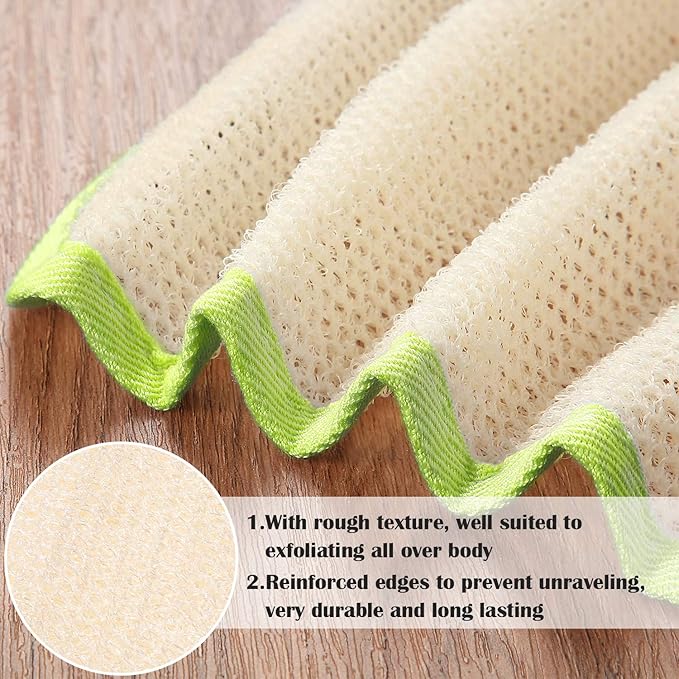 Tatuo 5 Pcs Exfoliating Face and Body Wash Cloths Towel Weave Bath Exfoliating Scrub Massage Bath Cloth for Women and Men, 10.63 x 9.05 Inch(Green Edge)
