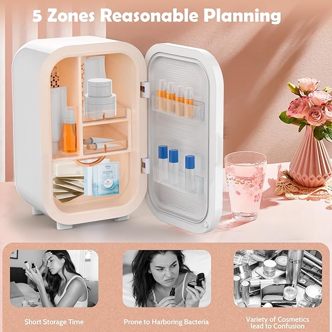 22L Mini Skincare Fridge, Beauty Fridge for Cosmetic Storage, 44°F Intelligent Temperature Control, Personal Small Makeup Refrigerator for Bedroom, Dorm