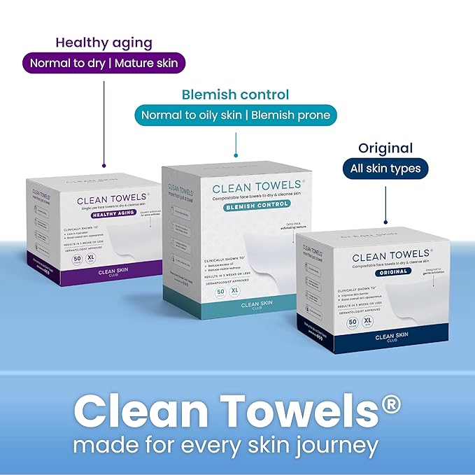 Clean Skin Club Luxe Bamboo container with pullout drawer includes Clean Towels® Original XL 50 Count, Disposable Face Towel Holder for Bathroom Counter
