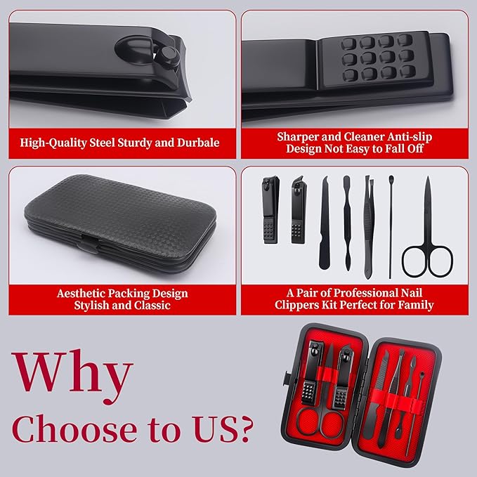 Manicure Set Stocking Stuffers for Men, Easter Basket Stuffers for Teens Manicure Kit Nail Clippers Kit Grooming Kit Pedicure Care Tool Valentines Gifts for Men Dad Birthday Gifts for Teen Boys Father