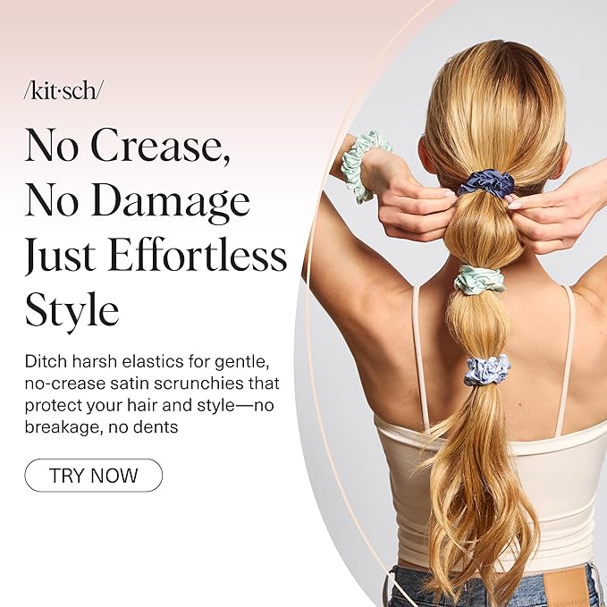 Kitsch Ruched Satin Scrunchies for Women - No Crease, Frizz-Free Sleep | Softer Than Silk Scrunchies Gentle On Hair Scrunchies for All Hair Types | Stylish Hair Accessories - Garden Bouquet, 5pcs