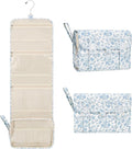 Hanging Toiletry Bag, Travel Toiletries Bag with Hanging Hook, Water Resistant Makeup Cosmetic Organizer for Full Sized Container, Shampoo, Portable Wash Bag for Travel Size Essentials - Blue Flower