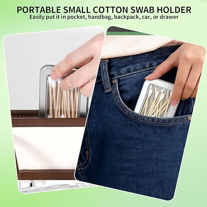 2-Pack Cotton Ball Holder for Travel & Bathroom - Dental Floss Qtip Dispenser Holders - Portable Travel Floss Case Box - Empty Metal Cotton Swab Hair Ties Floss Picks Containers w/Dustproof Lid
