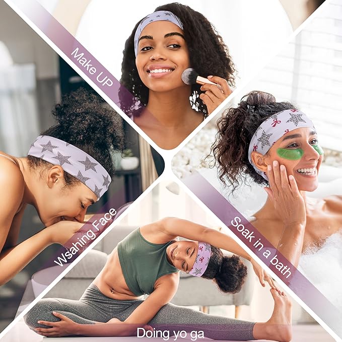 8 Pack Headbands for Women Non Slip - Stylish Sports Hair Bands for Women's Hair - Soft Cotton Cloth Stretchy Headbands for Women for Yoga, Outdoor Exercise Running