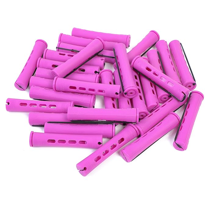 YOROSTAR 20pcs Purple Plastic Perm Rods Set for Natural Hair Cold Wave Rods Hair Curlers Rollers for Long Short Women's Hair DIY Hairdressing Tools