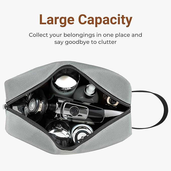 Elviros Travel Toiletry Bag for Women and Men,Lightweight Makeup Bag Hanging Dopp Kit with Shaving Compartment Cosmetic Organizer Small Tool Bag Travel Essentials,Gifts for Men(Dark Grey)
