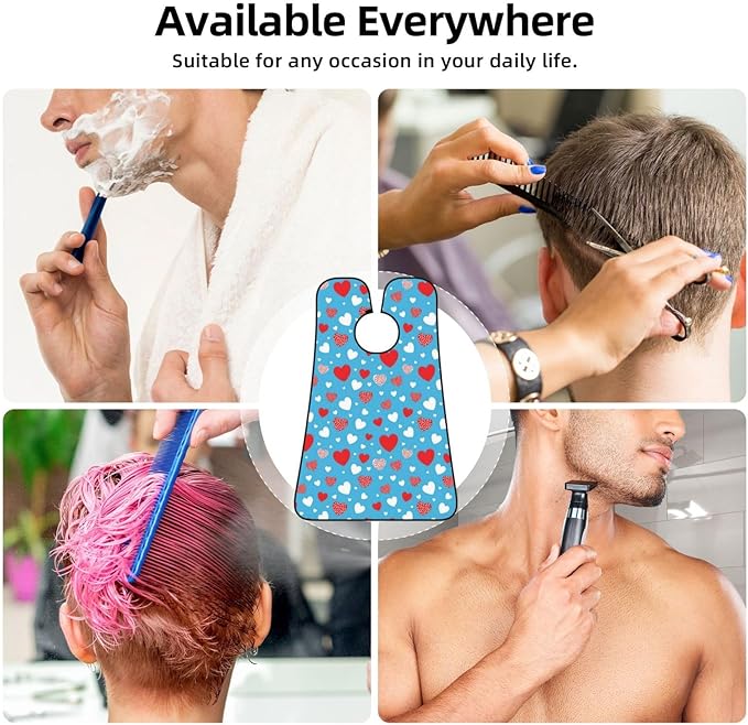 Beard Apron Hair Catcher, Valentine's Day Elegant Love Pattern Shave Bib, Waterproof Non-Stick Shaving Bib, Trimming Grooming Tool for Dad Men Anniversary