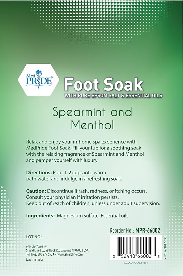 MED PRIDE Menthol Epsom Bath Salts for Pain Relief, Soothing Muscle Recovery & Relaxation with Essential Oils (Foot Soak 19.2 Ounce (Pack of 1))