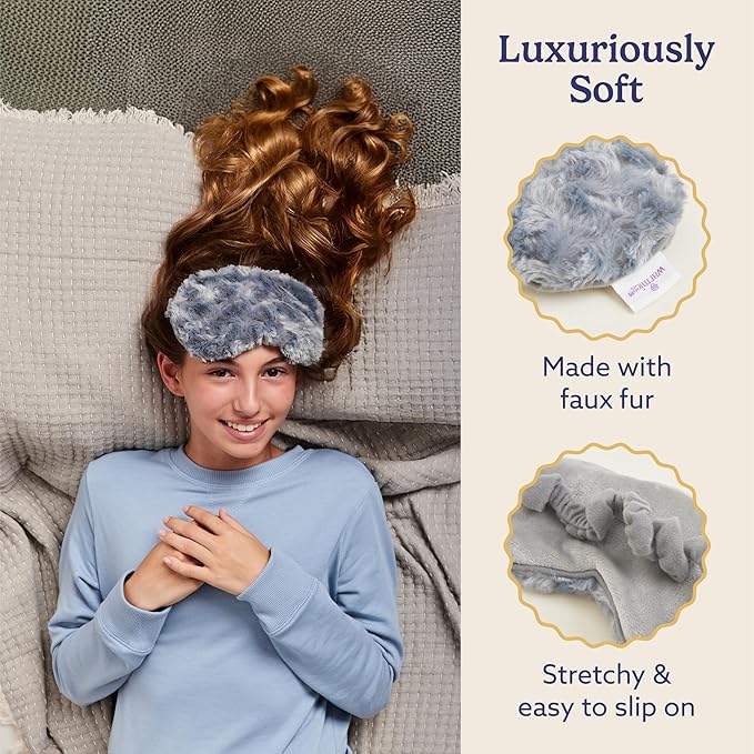 warmies Microwavable Eye Mask for Warmth & Comfort - Heating & Cooling Compress for Calming Relaxation - Weighted & Heated Eye Mask with Scented Lavender for Sleeping - Curly Gray