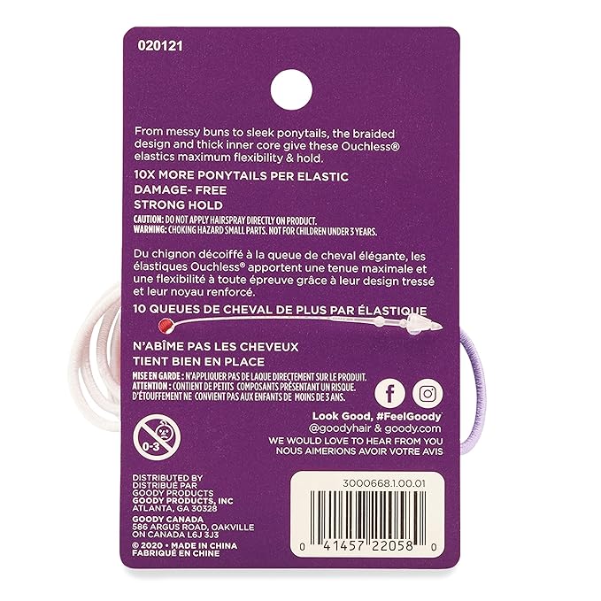 Goody Kids Ouchless Hair Elastics – No Pull, No Breakage, Tangle-Free Hold for Fine Hair – 40 Count, Assorted Colors, Long-Lasting Ponytail Holders for Girls & Boys