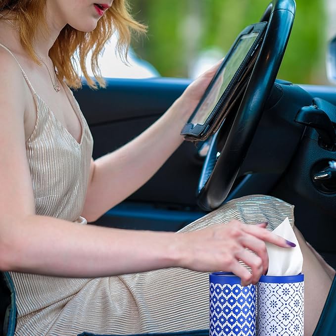 12 Pack Car Tissue Cylinder Holder Bulk with 3 Ply Facial Tissues, Round Napkin Holders for Car Cup Holder Cylinder Travel Paper Tubes Bulk Round Napkin Boxes Packs(Novel Style)