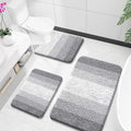 OLANLY Bathroom Rugs Sets 3 Piece, Soft Absorbent Microfiber Bath Mats and U-Shaped Contour Toilet Rug, Plush Shaggy Bath Mat Set for Bathroom (36"x24"+24"x16"+24"x20", Light Grey)