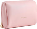 Aveniee Travel Makeup Bag, Large Toiletry Bag for Women, Vegan Leather Travel Pouches Case, Make Up Bag for Travel Essentials Brushes, Cosmetic Bag Purse Organizer with Divider and Gold Zippers-Pink