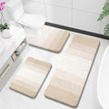 OLANLY Bathroom Rugs Sets 3 Piece, Soft Absorbent Microfiber Bath Mats and U-Shaped Contour Toilet Rug, Plush Shaggy Bath Mat Set for Bathroom (47"x20"+24"x16"+24"x20", Light Beige)