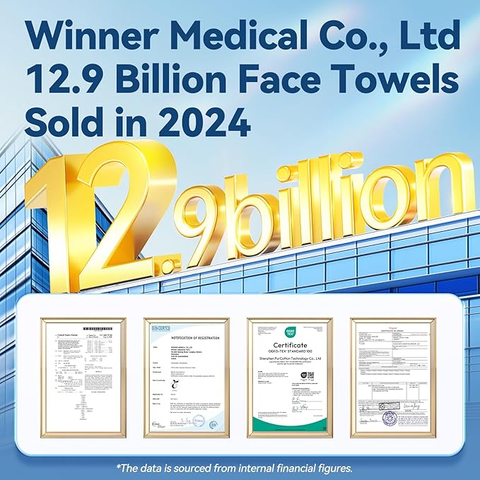 Winner Soft Face Towels, 100% USDA Biobased Facial Towels, 6 Packs per Case, 36 Bags Total, 3600 Count
