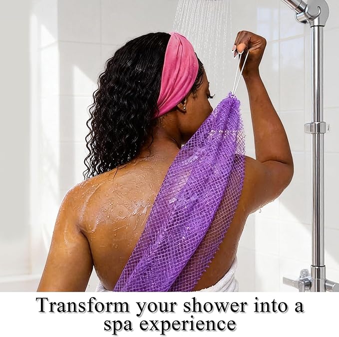 SubSahara Authentic African Net Sponge - 2 Pack Exfoliating Bath & Shower Loofah Sponge for Body & Face, Gentle Scrubber for All Skin Types, Travel, Durable (Deep Purple & Iavender Purple)