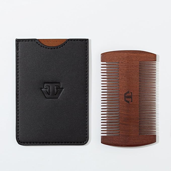 Sandalwood Beard Comb for Men with Mother of Pearl Inlay, Premium Grooming Wood & Wooden Comb for Beard and Mustache