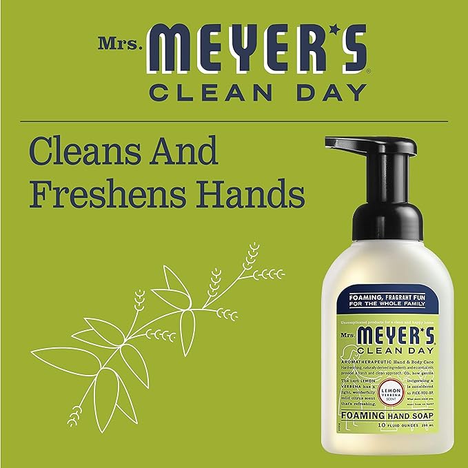 Mrs. MEYER'S CLEAN DAY Foaming Hand Soap, Lemon Verbena Scent, 10 Fl oz (Pack of 2)