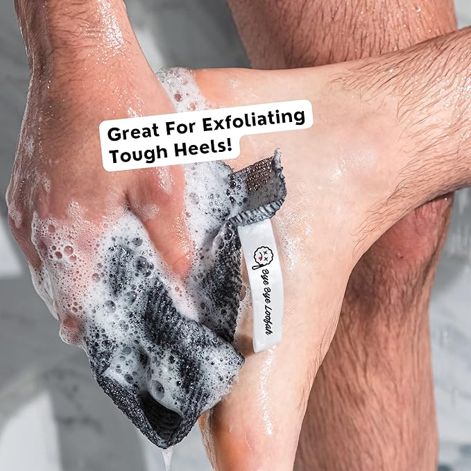 Extra Rough Exfoliating Washcloth - Extreme Body & Back Scrubber for Shower, Extra Long, Hygienic Exfoliator Wash Cloth, Men Or Women, 2 Count Pack, 1 Black & 1 Grey Color, Bye Bye Loofah