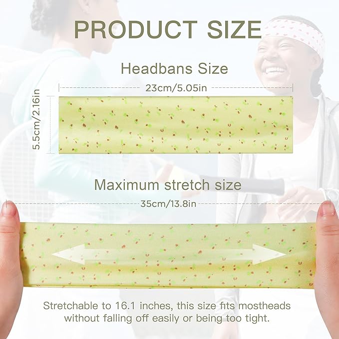 8 Pack Headbands for Women Non Slip - Stylish Sports Hair Bands for Women's Hair - Soft Cotton Cloth Stretchy Headbands for Women for Yoga, Outdoor Exercise Running