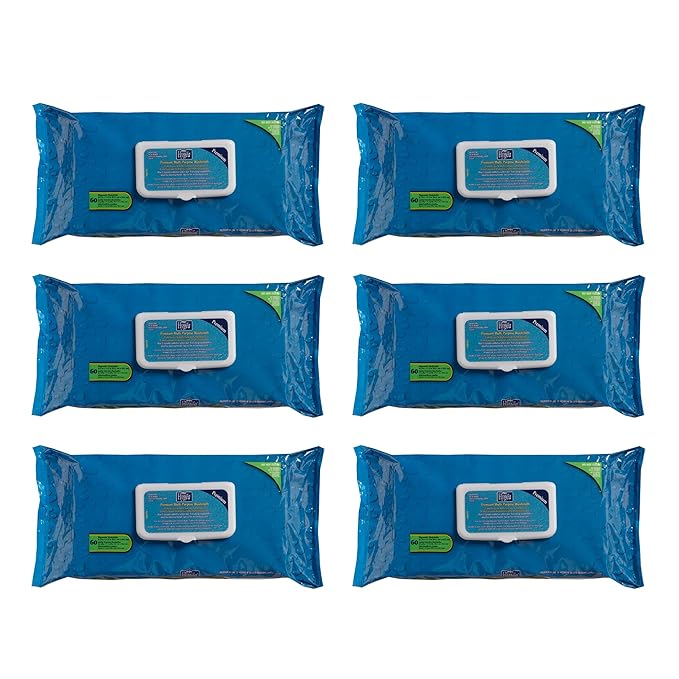 PDI Hygea Premium Multi-Purpose Washcloths, Personal Cleansing Body Wipes, Large Wipes 10" x 11.5", 60 Wipes Each, Pack of 6