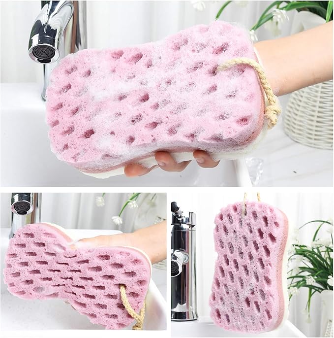 3 Pcs Bath Sponge for Women, Men, Kids, Sponge Loofah Body Scrubber Shower Sponge for Body Wash Bathroom, 3 Colors & Large Size Bathing Sponge Bathing Accessories(Large Size)
