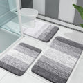 OLANLY Bathroom Rugs Sets 3 Piece, Soft Absorbent Microfiber Bath Mats and U-Shaped Contour Toilet Rug, Machine Wash Dry, Plush Shaggy Bath Mat Set for Bathroom (30"x20"+24"x16"+24"x20", Grey)