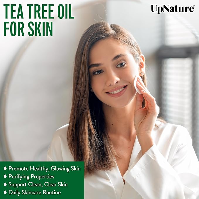 UpNature Tea Tree Oil - 100% Pure USDA Certified Organic Tea Tree Essential Oils for Skin, Hair, Toenail, Body and Scalp (2oz)