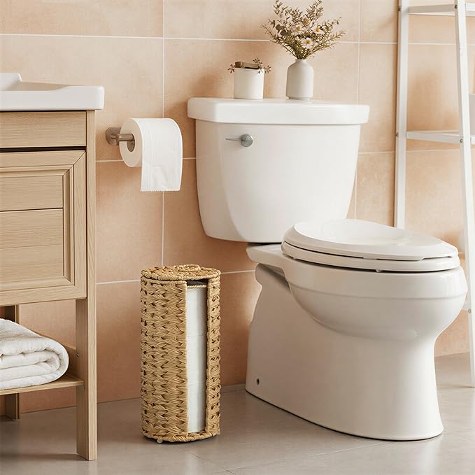 GRANNY SAYS Toilet Paper Storage Stand, Toilet Paper Holder Stand with Storage, Bathroom Tissue Holder, Freestanding Roll Stand, Waterproof Organizer for Bathroom