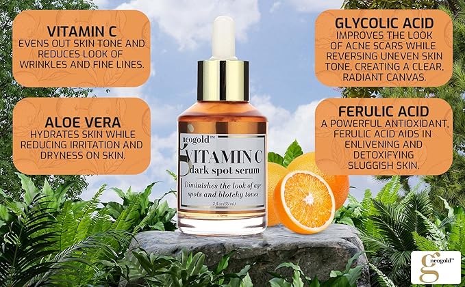 Brightening Vitamin C Face Serum Anti Aging Eye Serum | Fragrance Free Potent Vitamin C Face Moisturizer Facial Serum For Women, Acne, Dark Spot Treatment, Wrinkles, Uneven Skin Tone, 2 Fl Oz