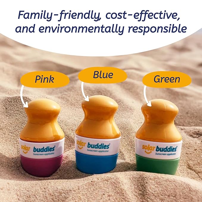 Solar Buddies Sunscreen Applicator- Full Purple & Nude Duo- BPA-Free Refillable Roll on Sponge Sunscreen,Suncream & Lotion Applicator For Kids,Adults & Families-Holds 3.4fl oz,Perfect Size for Travel