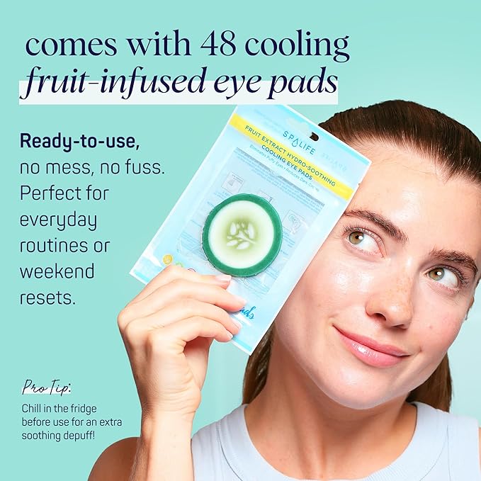 SpaLife Cooling Cucumber Eye Pads | Korean Dark Circles & Puffy Eyes Treatment | Nourishing Cucumber Eye Pads | Eye Mask for Puffy Eyes Daily Depuffing Eye Patches | 48 Count