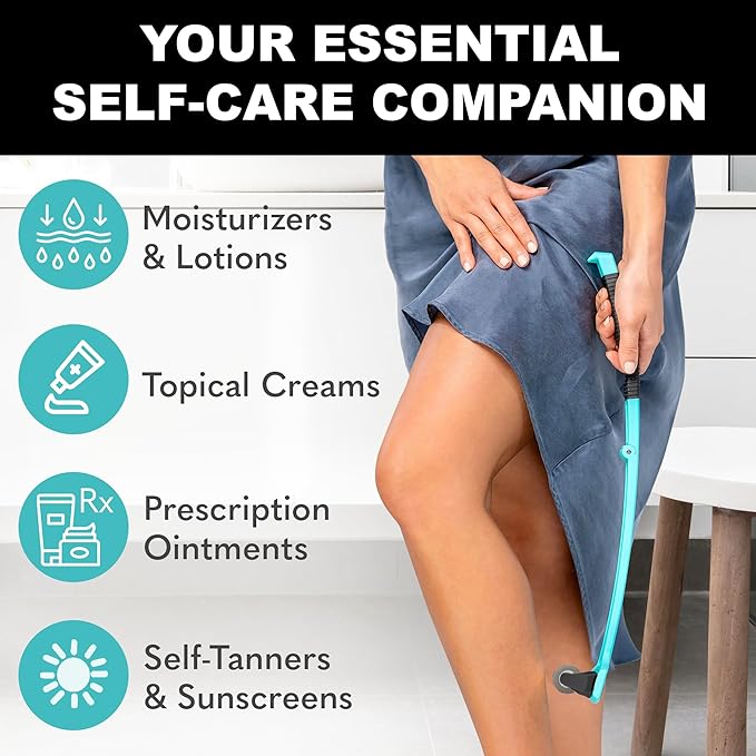 bearback Lotion Applicator for Back & Body Long-Reach Roller for Even Lotion, Sunscreen, Self-Tanner & Medication Application Foldable, Reusable, No-Help Design American Small Business (Teal)