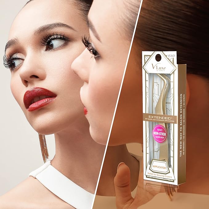 V Luxe Extended Collection Non Stick Lash Applicator Mistake-Proof Artificial Lash Placement – Ergonomically Designed Handle to Easily Build Your Featherlight Synthetic Reusable Eyelash Clusters