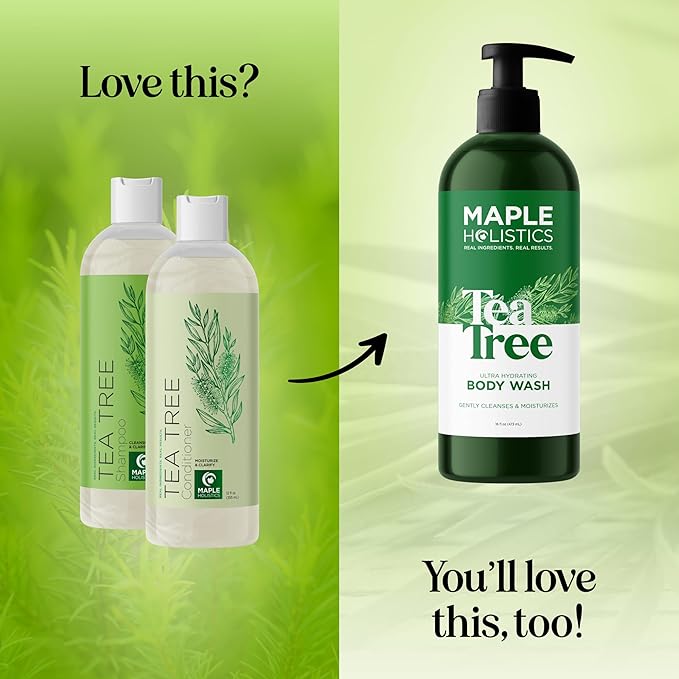 Tea Tree Shampoo and Conditioner Set - Sulfate Free Clarifying Shampoo and Conditioner for Oily Hair & Scalp Care with Cleansing Tea Tree Oil - Complete Oily and Dry Scalp Treatment for Build Up