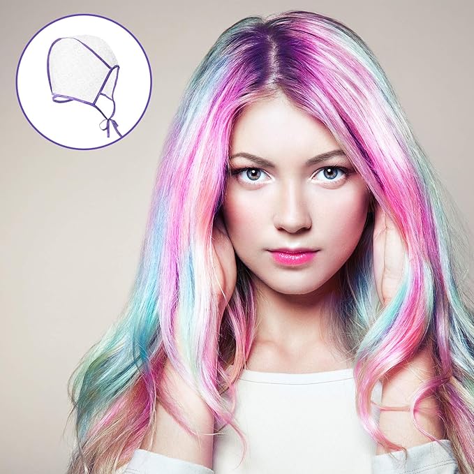 6 Pieces Highlighting Cap Hair Frosting Cap Highlight for Dye Color with Plastic Hooks Hair Coloring Salon Hairdressing Tool Kit Supplies(Purple)