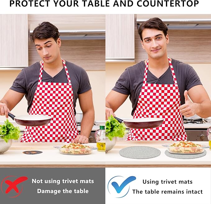 Coga Trivets for Dishes, Pots and Pans, 7 Inch Hot Pads - 5 Pcs with Storage Basket for Countertops, Pot Holders for Kitchen, Cotton Table Protector Hot Mats Heat Resistant (Mix)