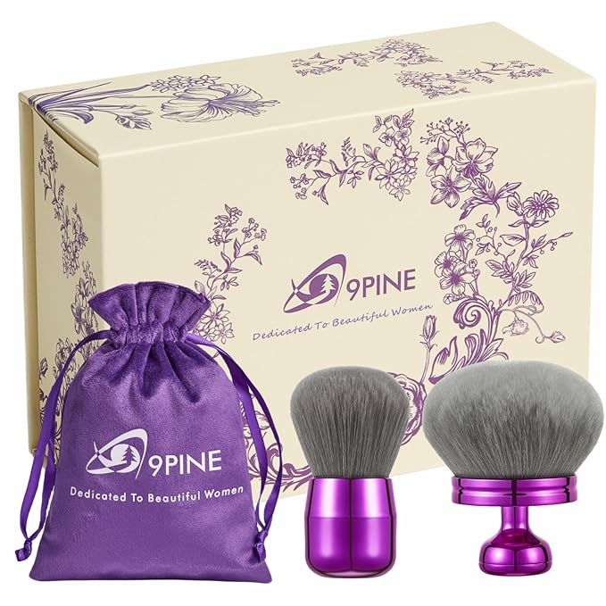 2-in-1 Oversized Body Brush & Kabuki Makeup Brush Set - Ultra Soft for Self Tanner, Body Foundation, & Facial Makeup - Ergonomic Handle for Women, Travel Pouch & Gift Box (Purple)