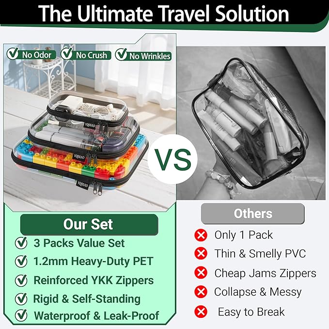 Hard Sided Clear Zipper Case for Storage- Professional-Grade Plastic Clear Zipper Pencil Case,Toy Storage Bins, Toiletry Pouch, Travel Organizer, Cosmetic Bag（Black,3 Pack, LMS）