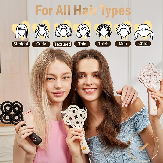Simetra Detangler Hair Brush for Woman and Men, Original Detangling Brush for Curly Hair/Fine &Thick/Wet & Dry Hair, Flexible Bristles Hairbrush - Natural Crystal Inlay & 14K Gold Plating