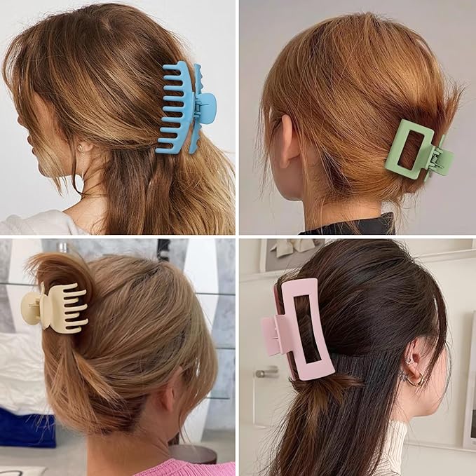 Hair Clips 16 Pcs for Women - Large and Small Matte Banana Clips for Thin, Thick, Curly Hair, Strong Hold Nonslip Hair Claws