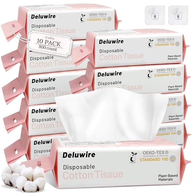 800 Count Disposable Face Towels, Soft & Skin Friendly Face Towelettes Disposable, Facial Tissue Dry Wipes for Women Cleansing
